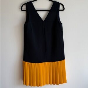 Missoni Navy and Mustard Pleated-Hem V-Neck Mini Dress